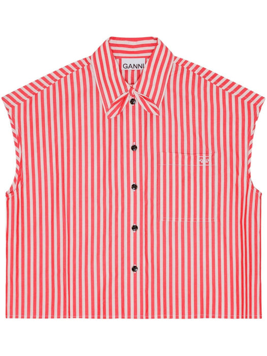 striped sleeveless shirt F9264 396 GANNI 