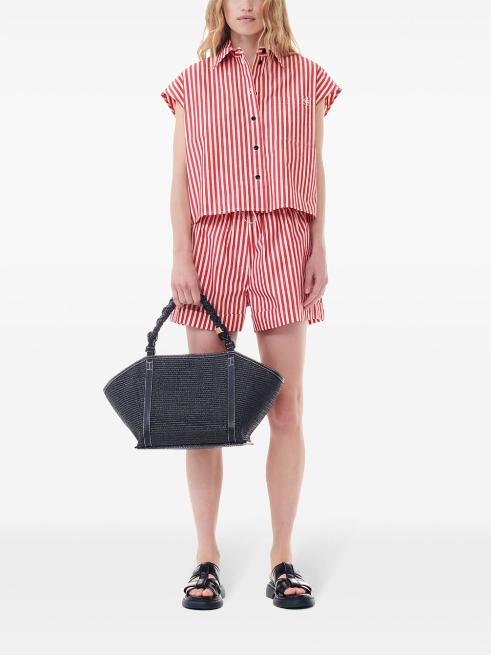 striped sleeveless shirt F9264 396 GANNI 