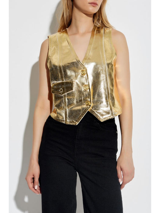 metallic organic cotton vest J1482 135 GANNI 