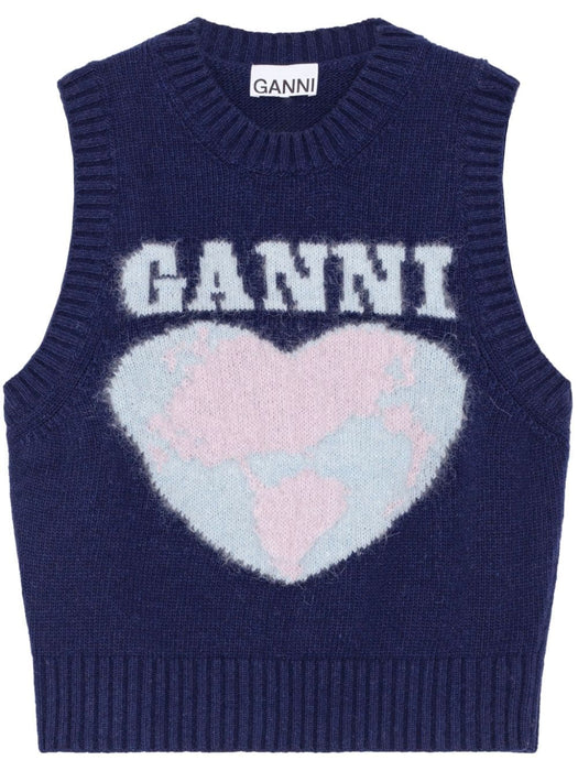 heart-intarsia tank top K2219 683 GANNI 