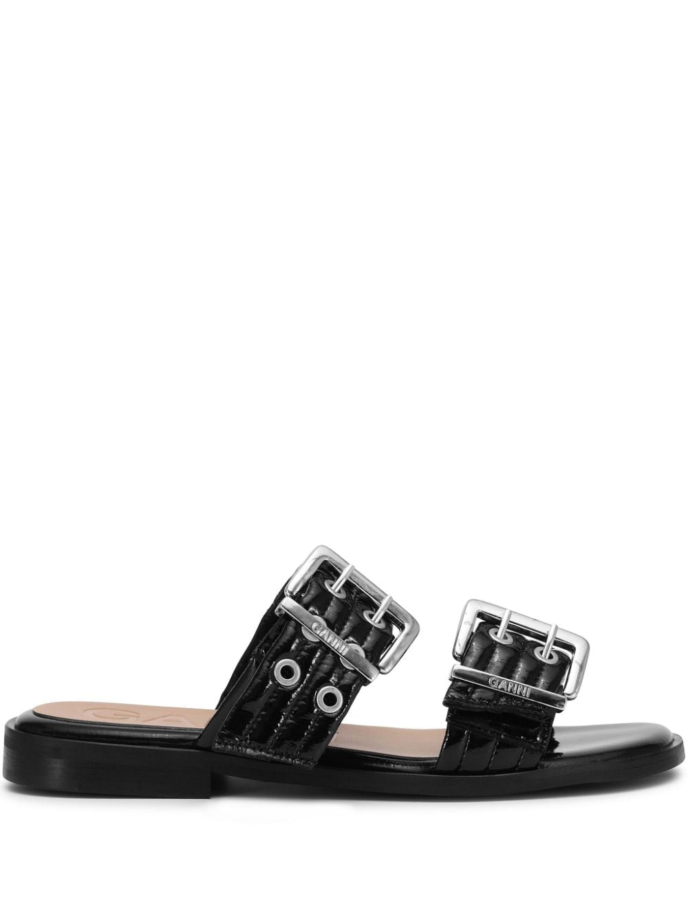 Buckle flat leather sandals S2664 099 GANNI 