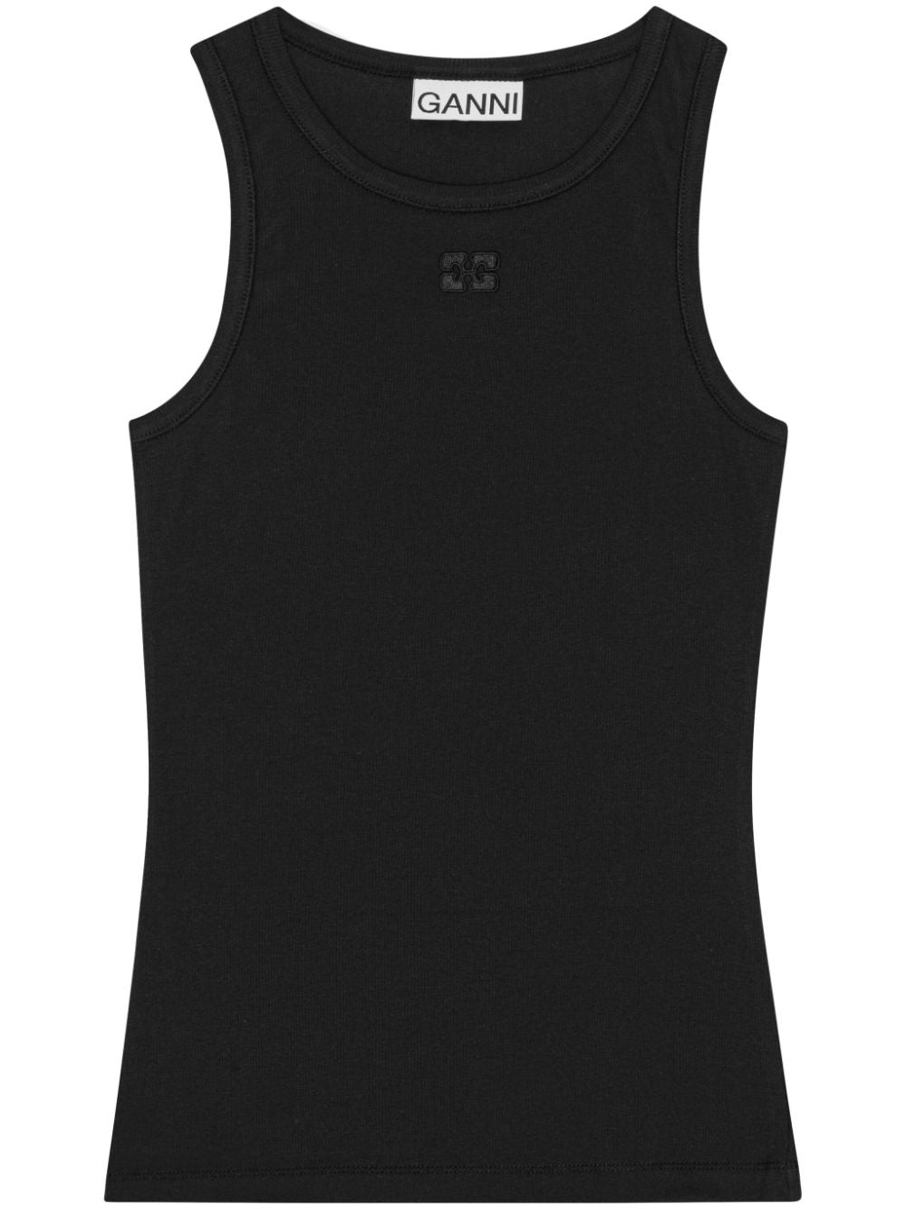 embroidered-logo fine-ribbed top T3898 099 GANNI 