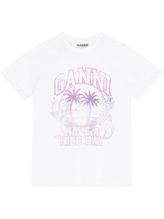 logo-print cotton T-shirt T3918 151 GANNI 