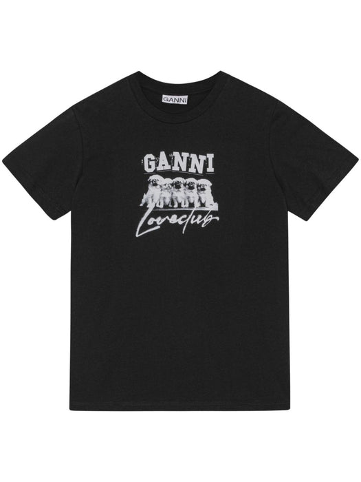 dog-print cotton T-shirt T3924 099 GANNI 