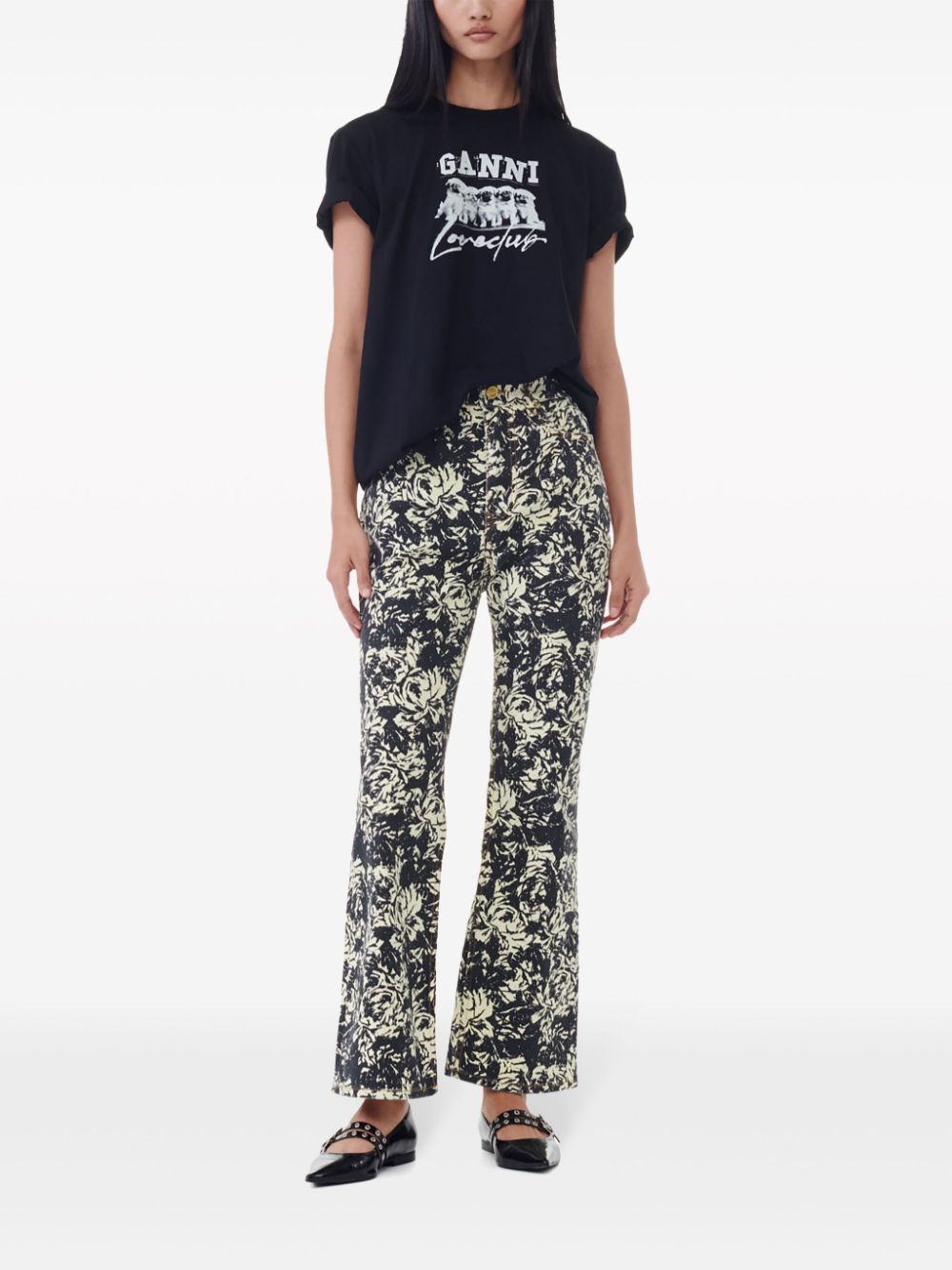 dog-print cotton T-shirt T3924 099 GANNI 