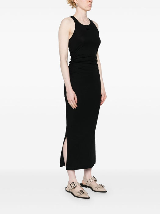 logo-embroidered ruched dress T3935 099 GANNI 