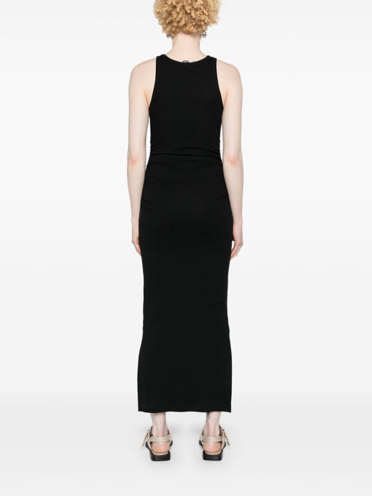 logo-embroidered ruched dress T3935 099 GANNI 