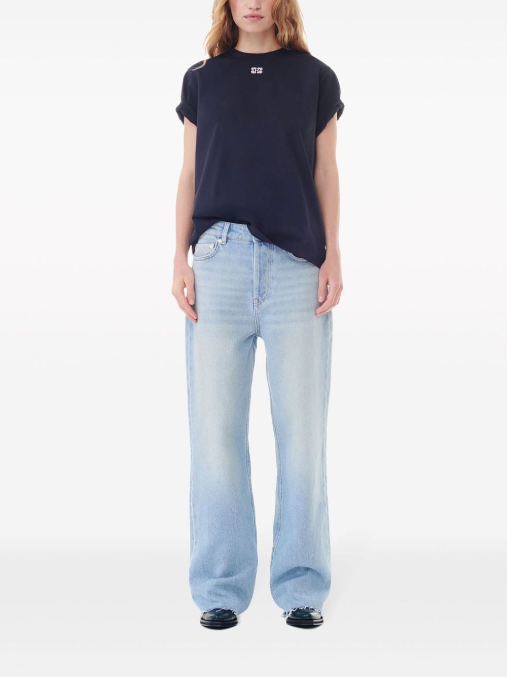 logo-embellished cotton T-shirt T3953 252 GANNI 