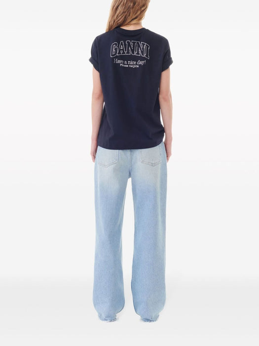 logo-embellished cotton T-shirt T3953 252 GANNI 