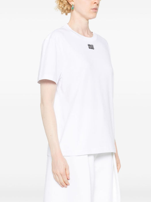 beaded-logo T-shirt MJN500 S OOO 15OKF0009 MIU MIU 