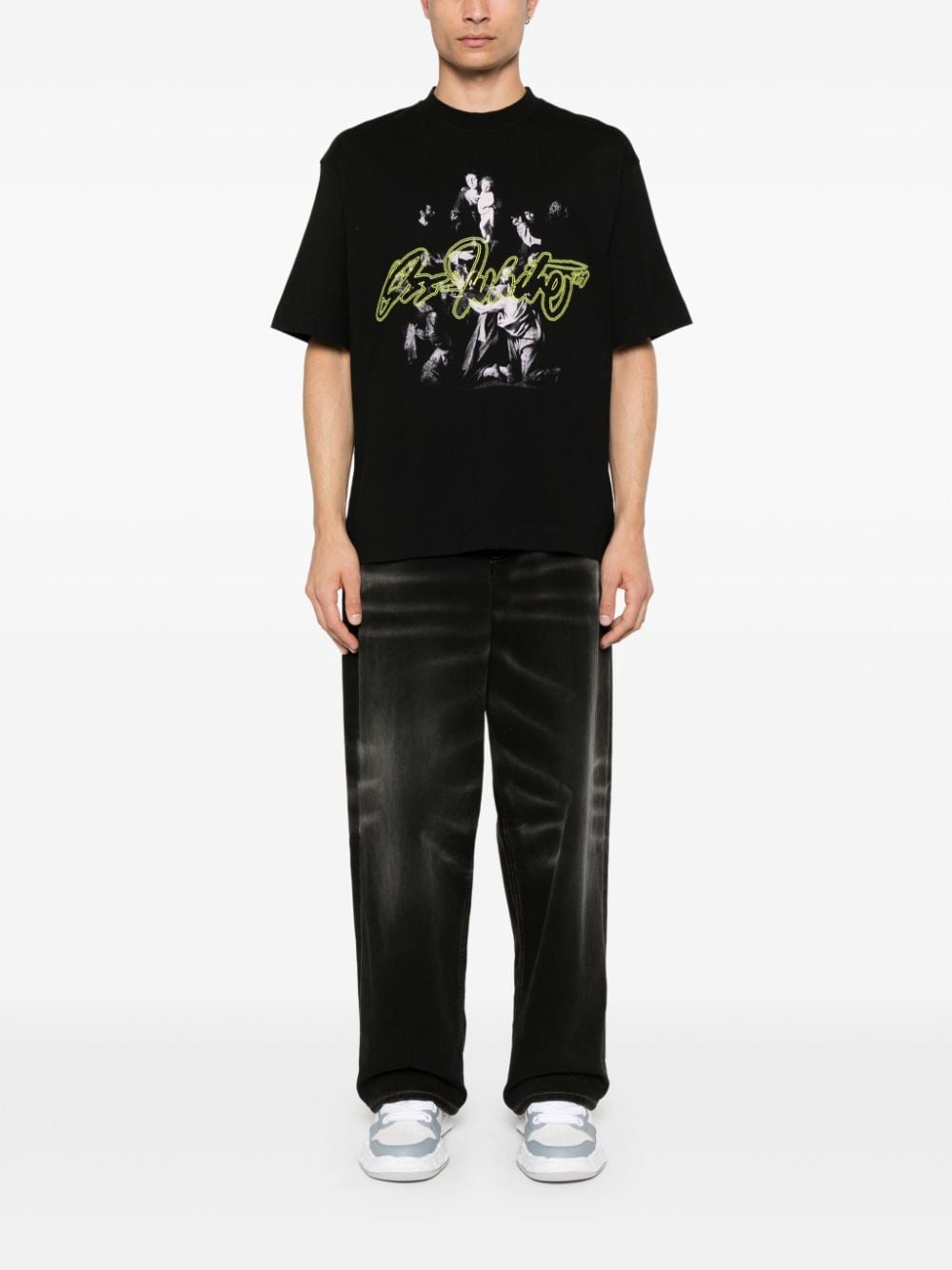Script Mary Skate T-Shirt OMAA120F24JER0081084 BLACK MULTICOLOR OFF-WHITE 