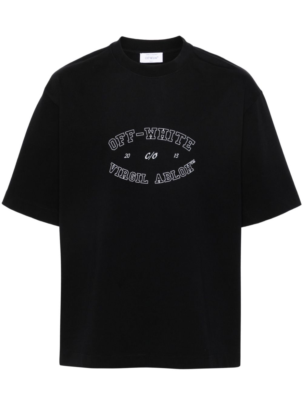 logo-print cotton T-shirt OMAA120F24JER00M1001 BLACK WHITE OFF-WHITE 