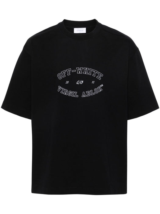 logo-print cotton T-shirt OMAA120F24JER00M1001 BLACK WHITE OFF-WHITE 