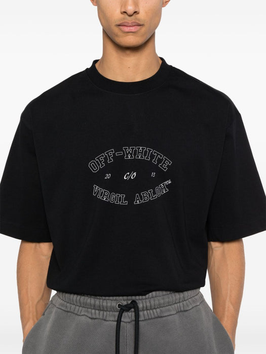 logo-print cotton T-shirt OMAA120F24JER00M1001 BLACK WHITE OFF-WHITE 