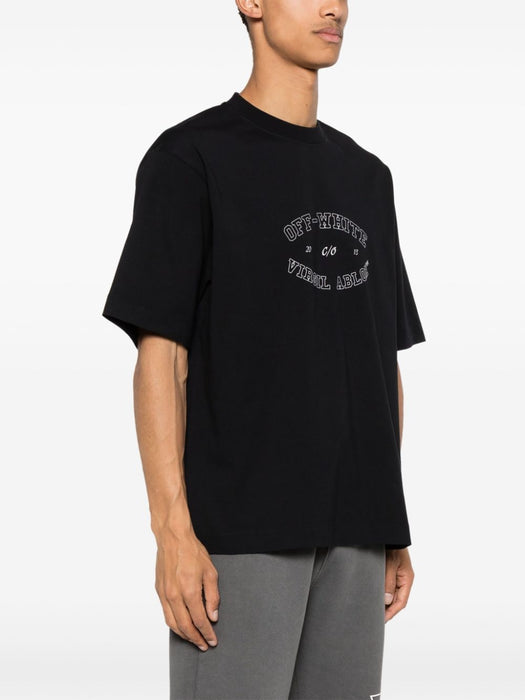 logo-print cotton T-shirt OMAA120F24JER00M1001 BLACK WHITE OFF-WHITE 