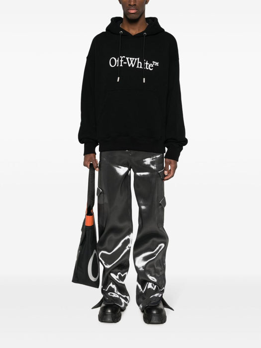Big Bookish Skate cotton hoodie<BR/> OMBB085C99FLE0121001 BLACK WHITE OFF-WHITE 