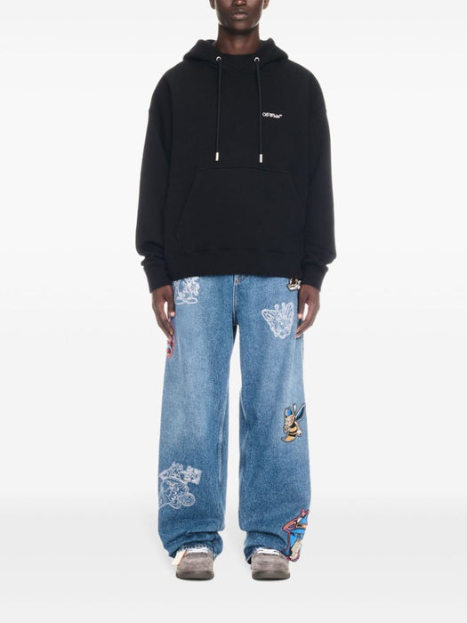 Windy Arrow hoodie OMBB085F24FLE0091001 BLACK WHITE OFF-WHITE 