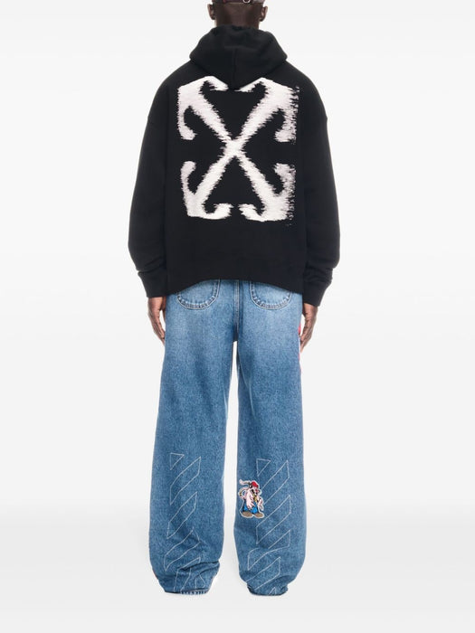 Windy Arrow hoodie OMBB085F24FLE0091001 BLACK WHITE OFF-WHITE 