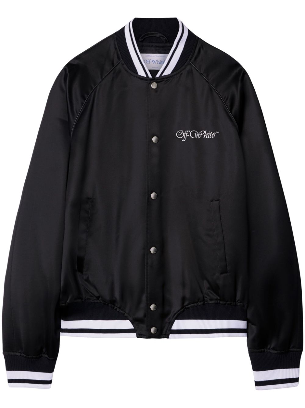 College satin bomber jacket OMEH05AF24FAB0021001 BLACK WHITE OFF-WHITE 