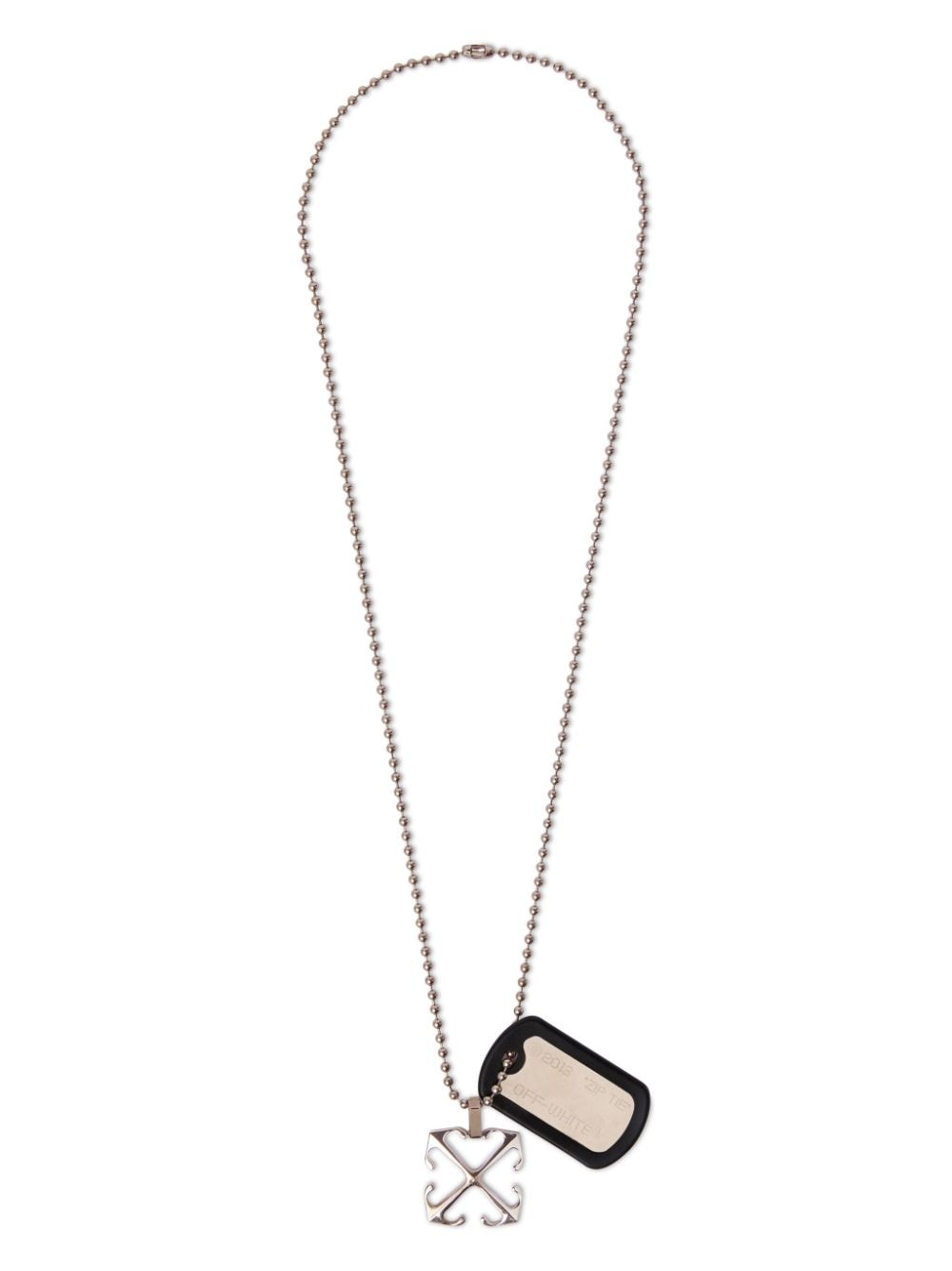 Arrow-charm zip-tie necklace OMOB15CF24MET0017210 SILVER BLACK OFF-WHITE 