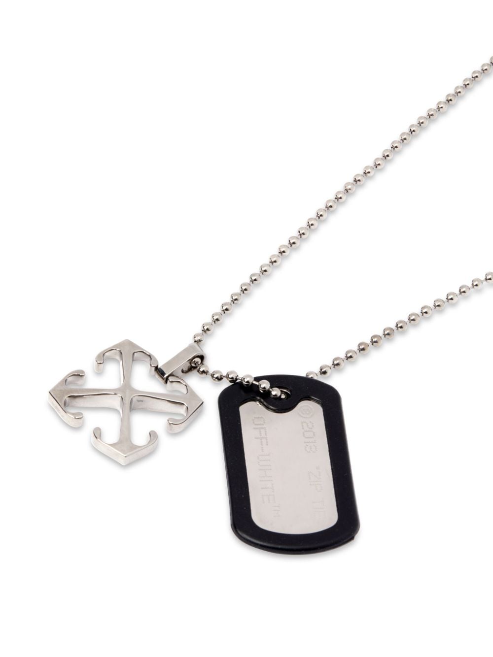 Arrow-charm zip-tie necklace OMOB15CF24MET0017210 SILVER BLACK OFF-WHITE 