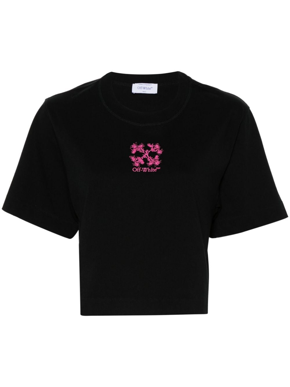Arrows-embroidered cropped T-shirt OWAA090F24JER001103B BLACK SEA OFF-WHITE 