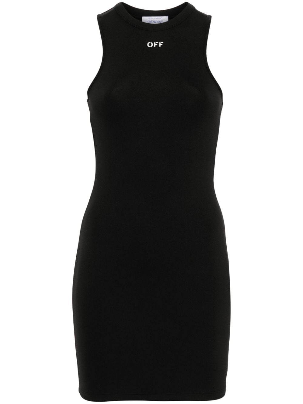 Sleek Rowing logo-print mini dress OWDB463C99JER0011001 BLACK WHITE OFF-WHITE 