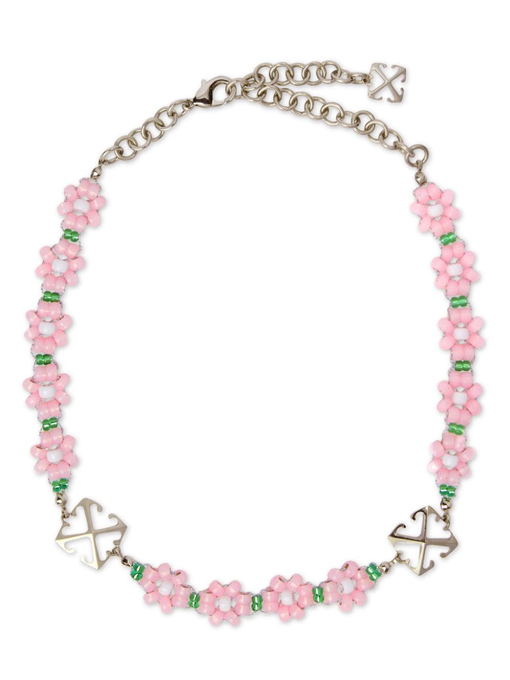 Arrow flower-bead necklace OWOB13FF24PLA0013072 PINK SILVER OFF-WHITE 