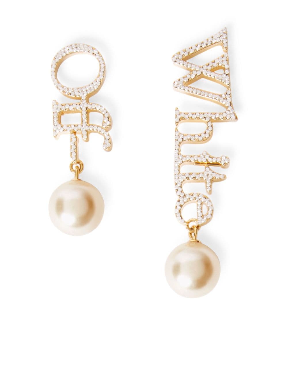 logo pearl drop earrings OWOD298F24MET0017601 GOLD WHITE OFF-WHITE 