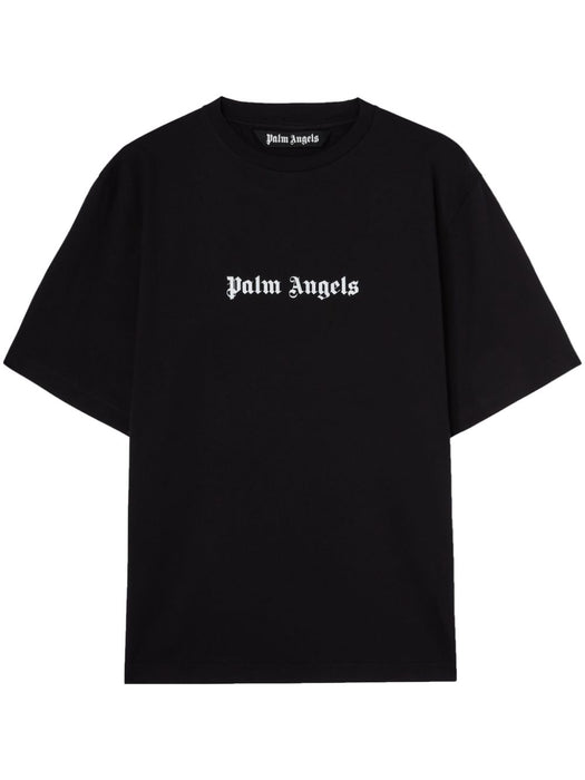 printed cotton T-shirt PMAA089C99JER0031001 BLACK WHITE PALM ANGELS 