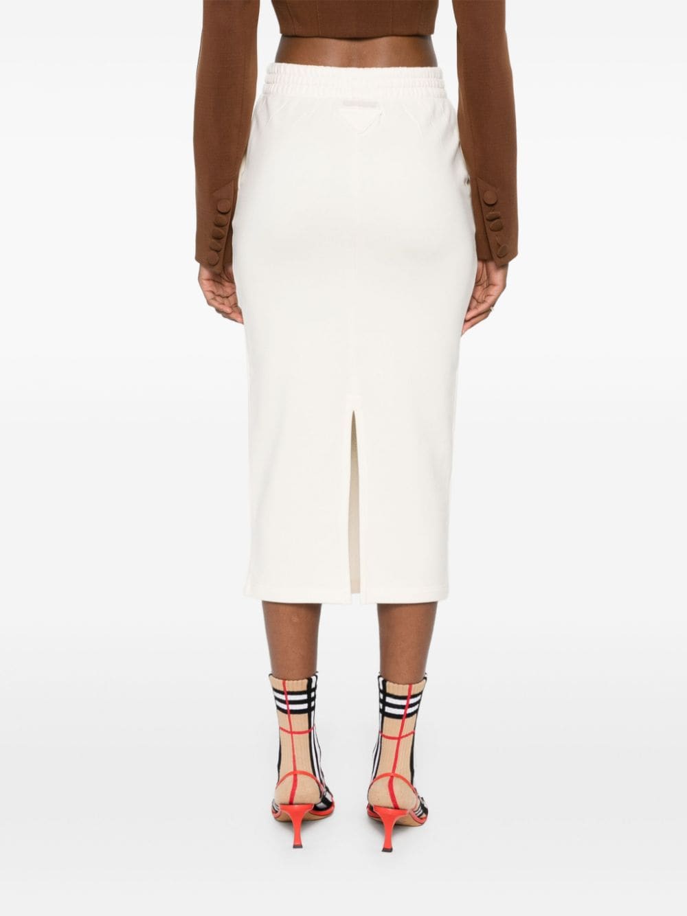 triangle-logo jersey midi skirt 131104 S OOO 15EZF0018 PRADA 