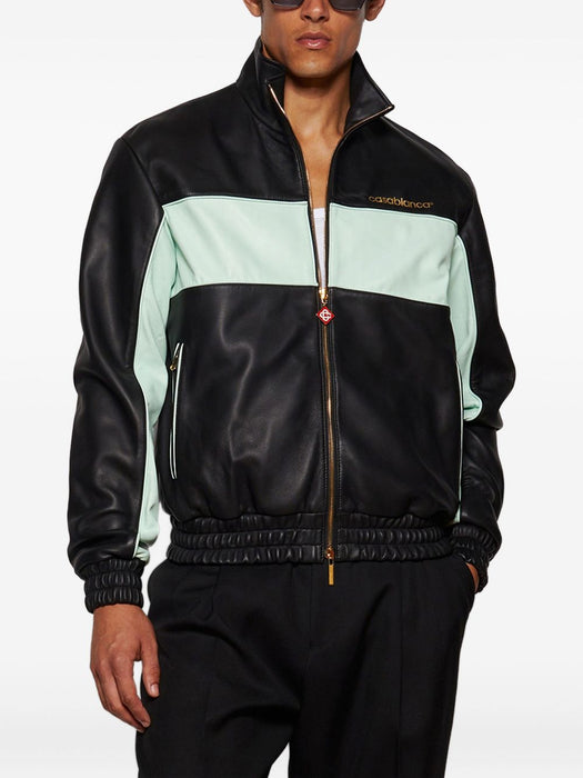 panelled leather jacket MPF25-JK-382-01 BLACK & MINT CASABLANCA 