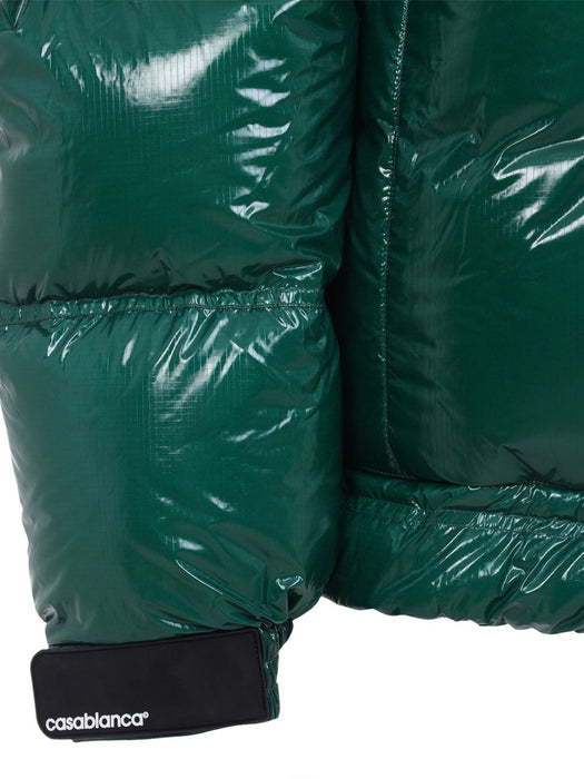 high-shine patterned-panel puffer jacket MPF25-OT-197-01 GREEN CASABLANCA 
