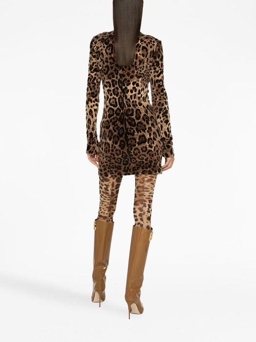 logo-plaque leopard-print dress F6DCZT FJ7D5S8350 DOLCE & GABBANA 