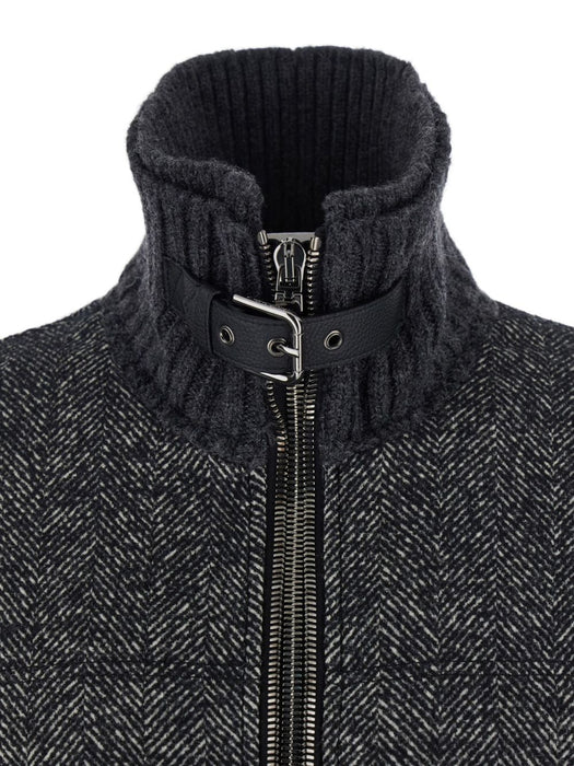 herringbone-pattern ribbed-knit bomber jacket G9BVST GJ846N0352 DOLCE & GABBANA 
