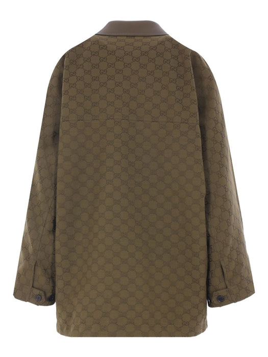 GG monogram leather-trimmed oversized jacket 826626 Z8B1O3602 GUCCI 