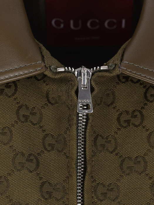 GG monogram leather-trimmed oversized jacket 826626 Z8B1O3602 GUCCI 