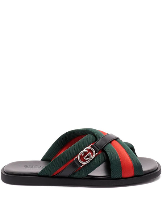 Maverik Web-striped cross-strap sandals 838084 HAAHH8449 GUCCI 