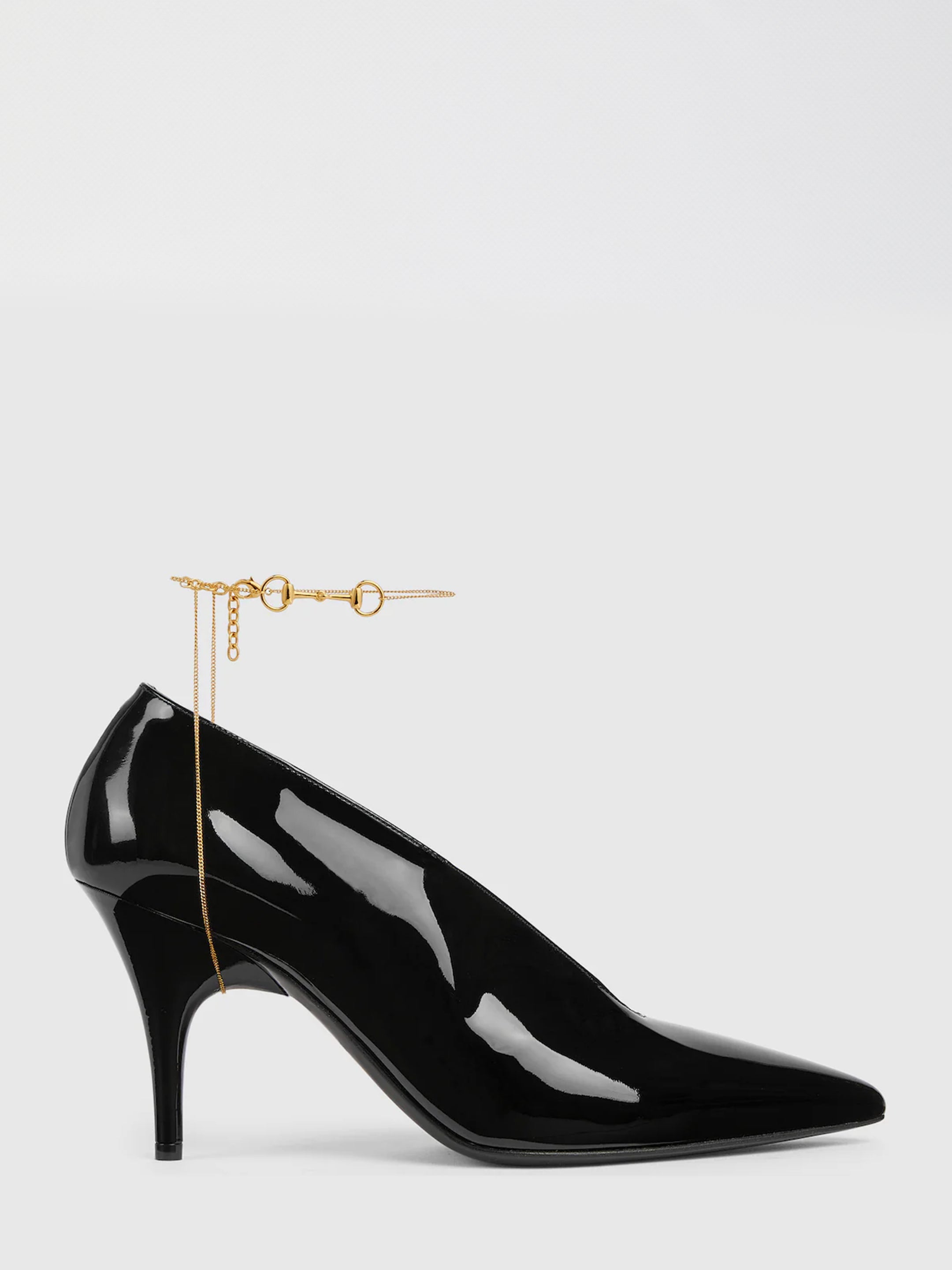 97 PATENT LEATHER SABOT WITH HEEL 851419 BNC001000 GUCCI 
