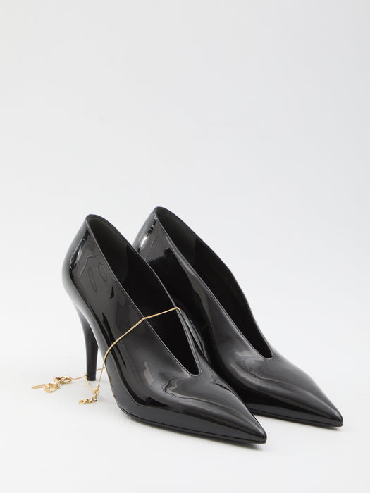 97 PATENT LEATHER SABOT WITH HEEL 851419 BNC001000 GUCCI 
