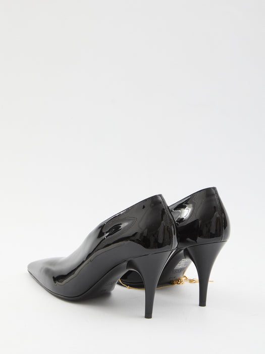 97 PATENT LEATHER SABOT WITH HEEL 851419 BNC001000 GUCCI 