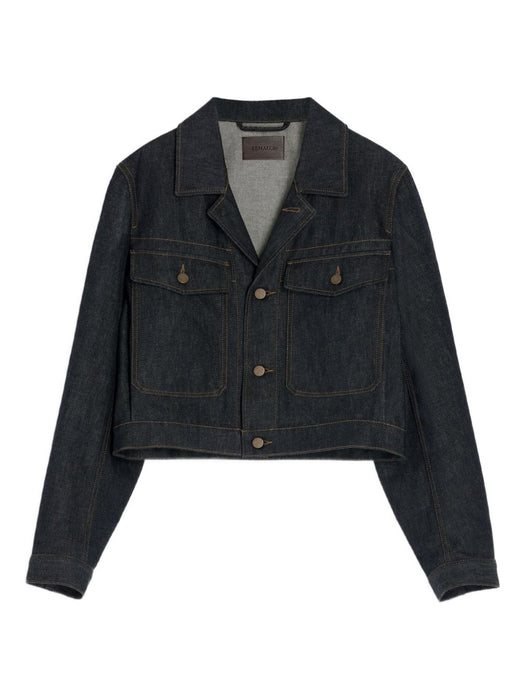 button-fastening patch-pocket denim jacket<BR/> OW1191 LD1061BK965 LEMAIRE 