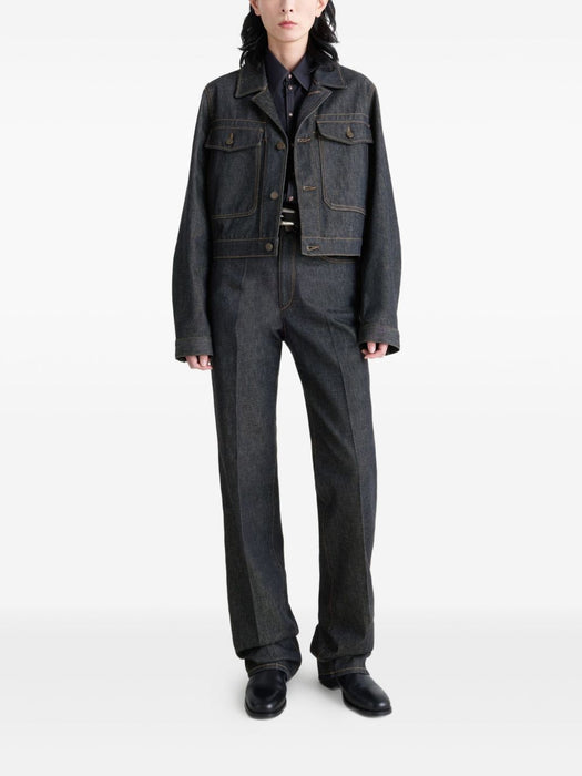button-fastening patch-pocket denim jacket<BR/> OW1191 LD1061BK965 LEMAIRE 
