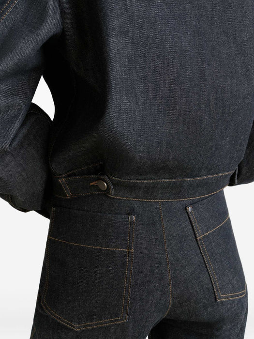 button-fastening patch-pocket denim jacket<BR/> OW1191 LD1061BK965 LEMAIRE 