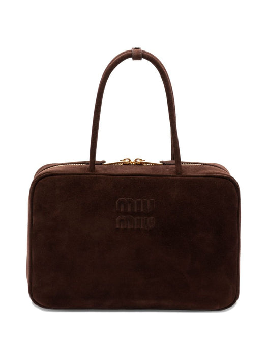 Beau logo-debossed suede bag 5BB117 V MON 2CSSF0003 MIU MIU 