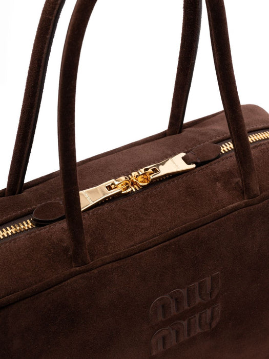 Beau logo-debossed suede bag 5BB117 V MON 2CSSF0003 MIU MIU 