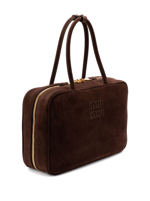 Beau logo-debossed suede bag 5BB117 V MON 2CSSF0003 MIU MIU 