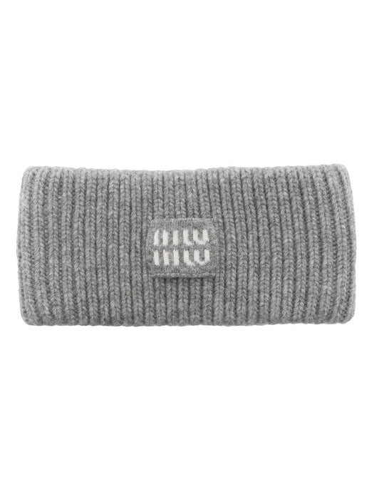 logo-patch wool-cashmere headband 5IH044 2F8SF0031 MIU MIU 