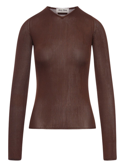 ribbed long-sleeve T-shirt MML01B S OOO 18BQF0324 MIU MIU 