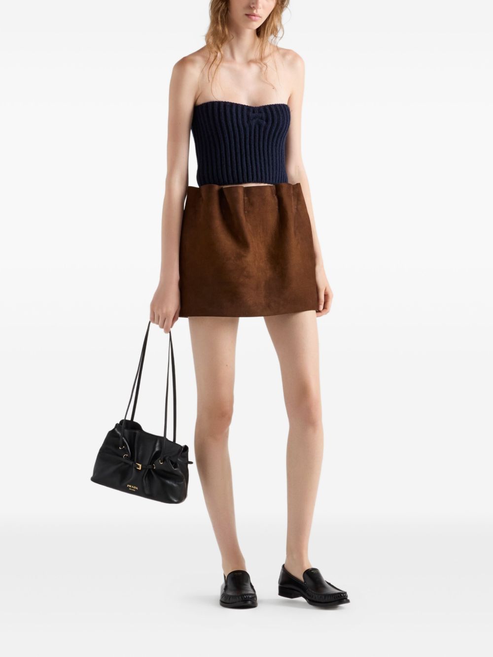 elasticated-waistband suede mini skirt 51927 S OOO 173BF0324 PRADA 